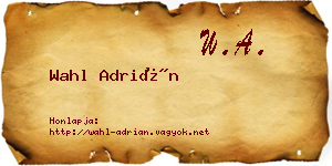 Wahl Adrián névjegykártya